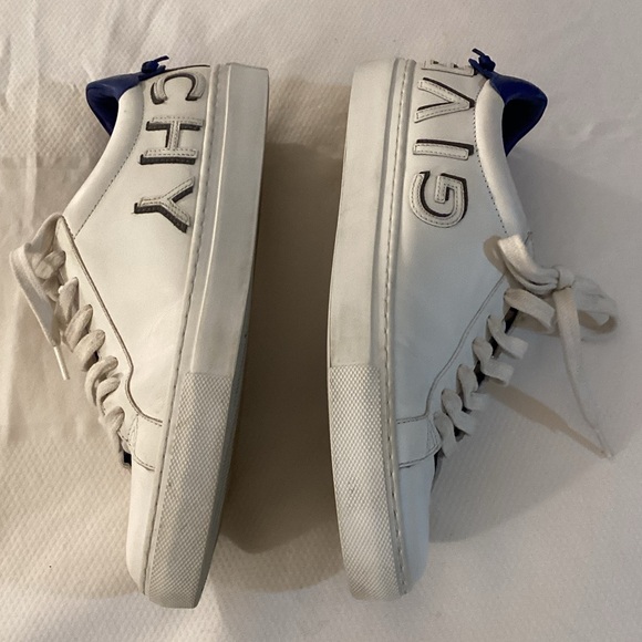 Givenchy White/Blue Leather Urban Street Low Top Sneakers - Picture 6 of 12